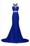 Elegant Beading Open Back Long Mermaid Prom Dresses Evening Dresses PM503