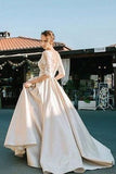 2017 Half Sleeves Lace Modest Long Custom Made Wedding Dresses PM89