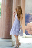 Knee Length Cap Sleeves A-Line Princess Short Lace Junior Homecoming Dress PM128