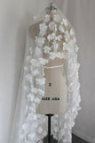 Long Tulle Ivory Wedding Veils with Hand Made Flowers Wedding Veils W1239