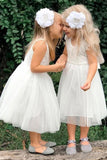 Cute A Line Lace Round Neck White Flower Girl Dresses with Tulle, Baby Dresses FG1017