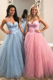 Unique Ball Gown Sweetheart Strapless Tulle Prom Dresses, Cheap Formal Dresses P1518