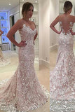 Elegant Mermaid Sleeveless Lace Sweetheart Strapless Appliques Wedding Dress With Court Train PM380