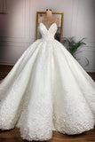 Ball Gown Spaghetti Straps Appliques Satin Wedding Dresses, Quineanera Dresses W1260