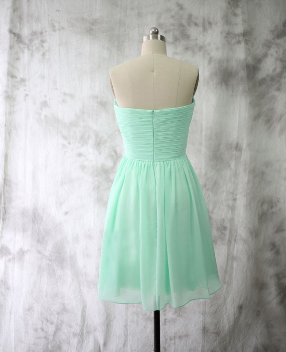 Mint Chiffon Homecoming Dress Short Bridesmaid Dress – PromDress.me.uk