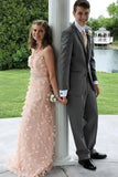 Princess Sweetheart Peach Prom Dresses with Appliques Beading, Sweet 16 Dress P1507