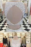 Stunning Satin Two Pieces Sequins Rhinestone Prom Dresses