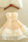 Cute A Line Sweetheart Spaghetti Straps Blush Pink Short Homecoming Dresses uk with Appliques PH933
