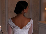 Ball Gown Lace Tulle 3/4 Sleeves Scoop White Lace up Wedding Gowns Wedding Dresses PW309