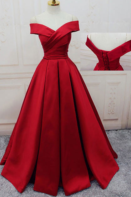 Gorgeous Red Off Shoulder Sweetheart Sleeveless Long Lace up Prom Dresses uk PM364