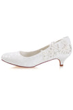 White Lace Sequins Wedding Shoes,Lower heel Evening Shoes uk L-923