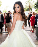 Princess A Line Spaghetti Straps Daffodil Layers Tulle Prom Dress Sweetheart Prom Gowns P1374