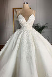 Ball Gown Spaghetti Straps Appliques Satin Wedding Dress Quineanera Dress W1260