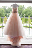 High Quality Ball Gown Ruffles Pink Sweetheart Wedding Dress Waist with Handmade Flowers PH683